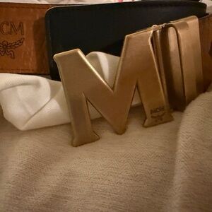 MCM Gold Buckle with Black and Brown Strap